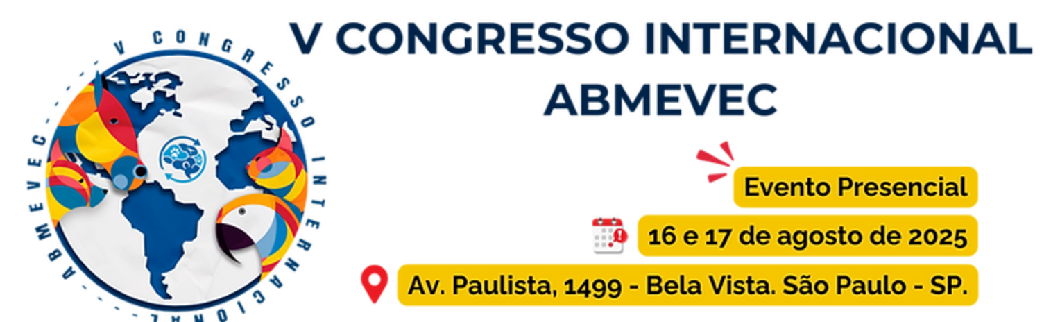Arte oficial do V Congresso Internacional ABMeVeC — evento presencial, 16 e 17 de agosto de 2025, Av. Paulista, 1499, Bela Vista, São Paulo/SP